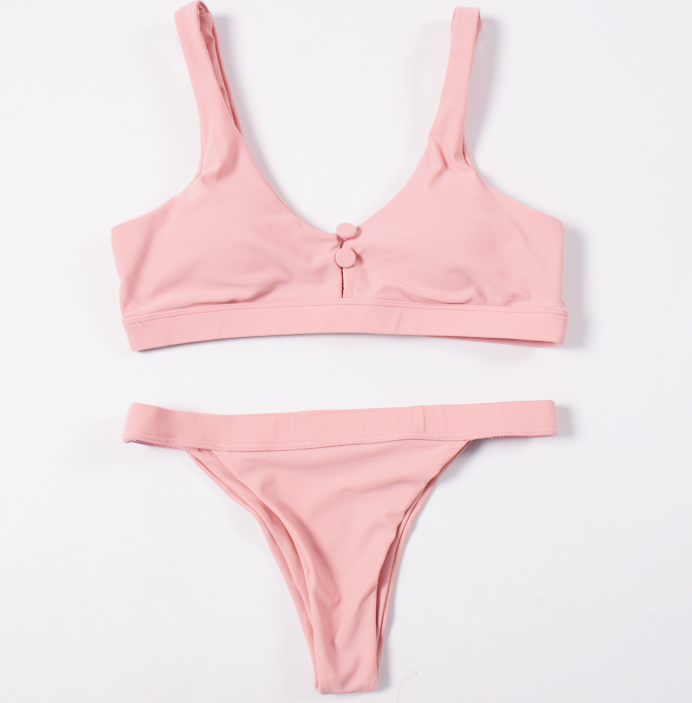 Conjunto de Bikini para Mujer de Cintura Baja y Color Sólido Sexy