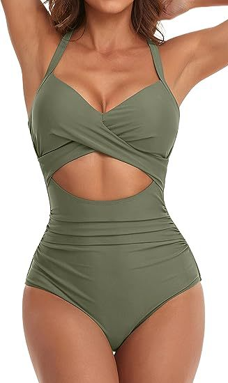 Traje de baño de una pieza con espalda cruzada