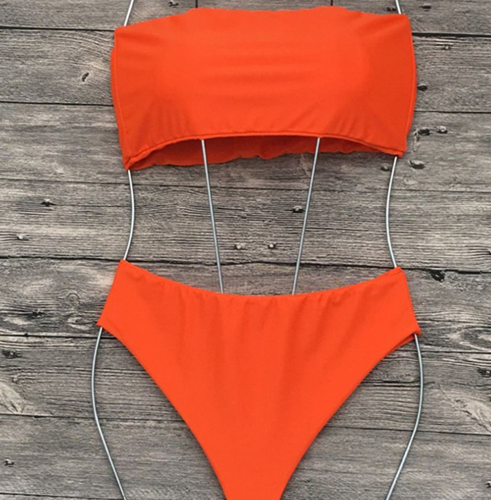 Nuevo Bikini Sexy Sin Tirantes de Cintura Alta