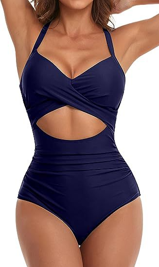 Traje de baño de una pieza con espalda cruzada