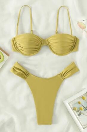 Conjunto de bikini push-up de color liso Miyouj para mujer