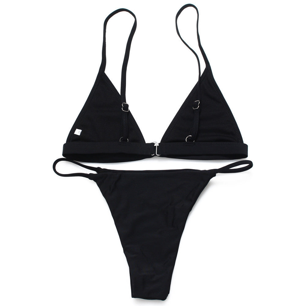 Conjunto de Bikini de Dos Piezas en Color Sólido para Mujer 2018