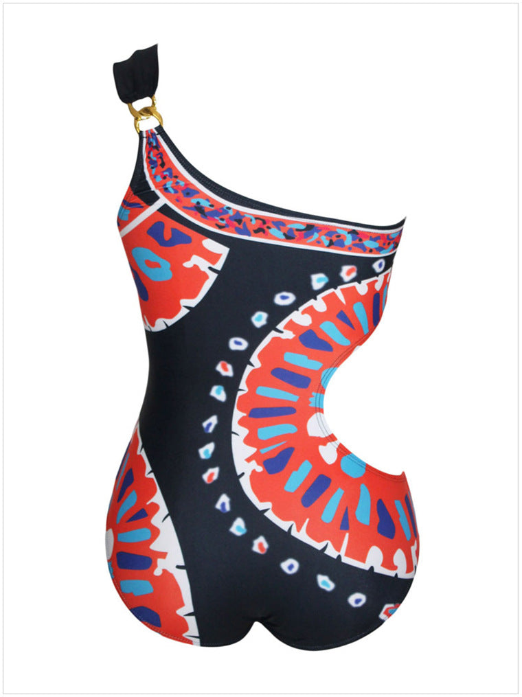 Traje de baño de una pieza triangular estampado
