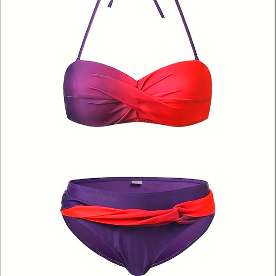 Conjunto de Bikini de Tirantes Triangulares Sin Espalda para Mujer para el Verano