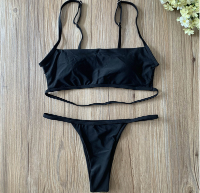 Conjunto de bikini de corte alto para mujer con estampado de rayas