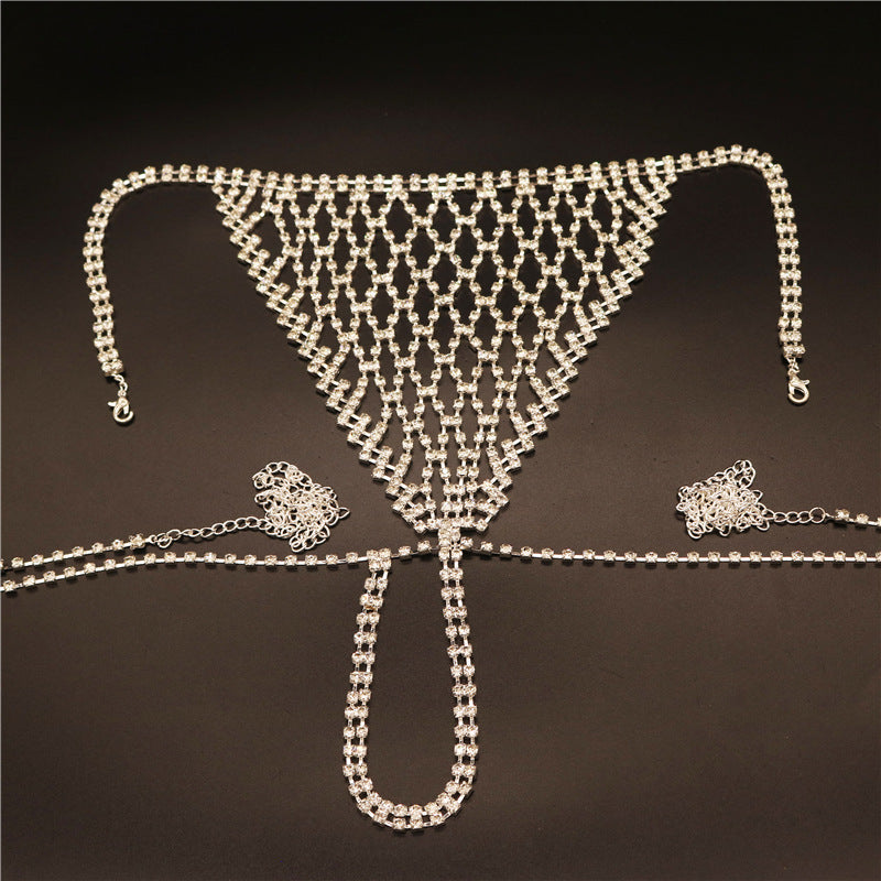 Conjunto de Bikini con Cadena de Cuerpo y Estrás Exagerado