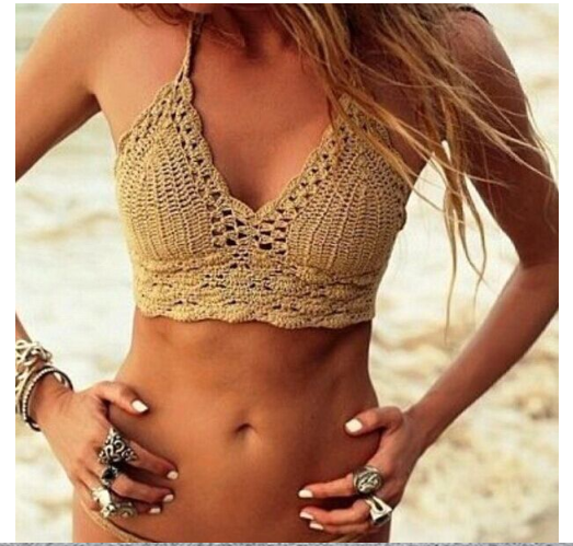 Bikini Tejido a Mano con Bufanda para Cuello para Vacaciones en la Playa