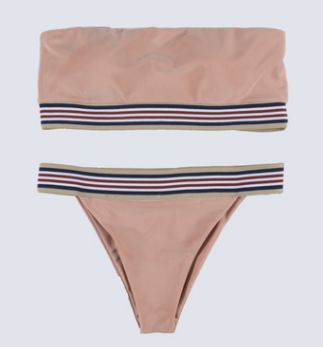 Bikini Sin Tirantes de Color Sólido para Mujer