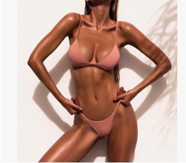 2020 Bikini Seductor de Color Sólido para Mujer