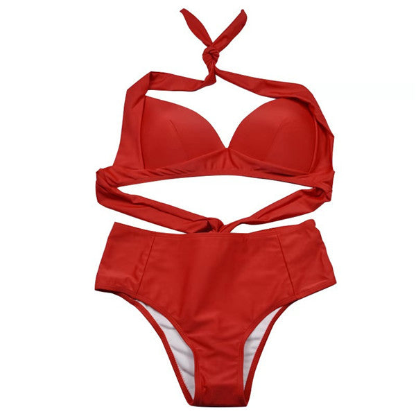 Bikini de Talle Alto en Colores Lisos para Mujer