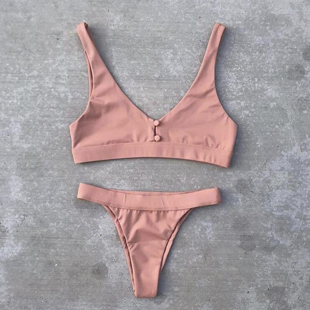 Conjunto de Bikini para Mujer de Cintura Baja y Color Sólido Sexy