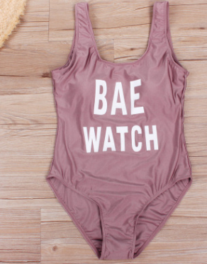 Traje de baño de una pieza con estampado de letras - Estilo europeo sexy