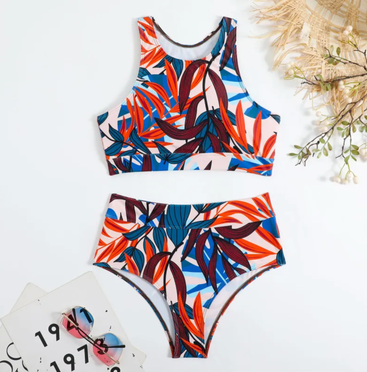 Traje de Baño de Nylon Estampado con Cinturón