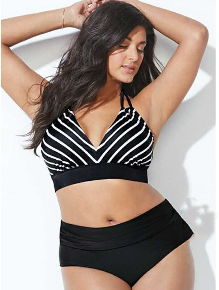 Traje de baño bikini de talle alto para mujer, tallas grandes, 2020