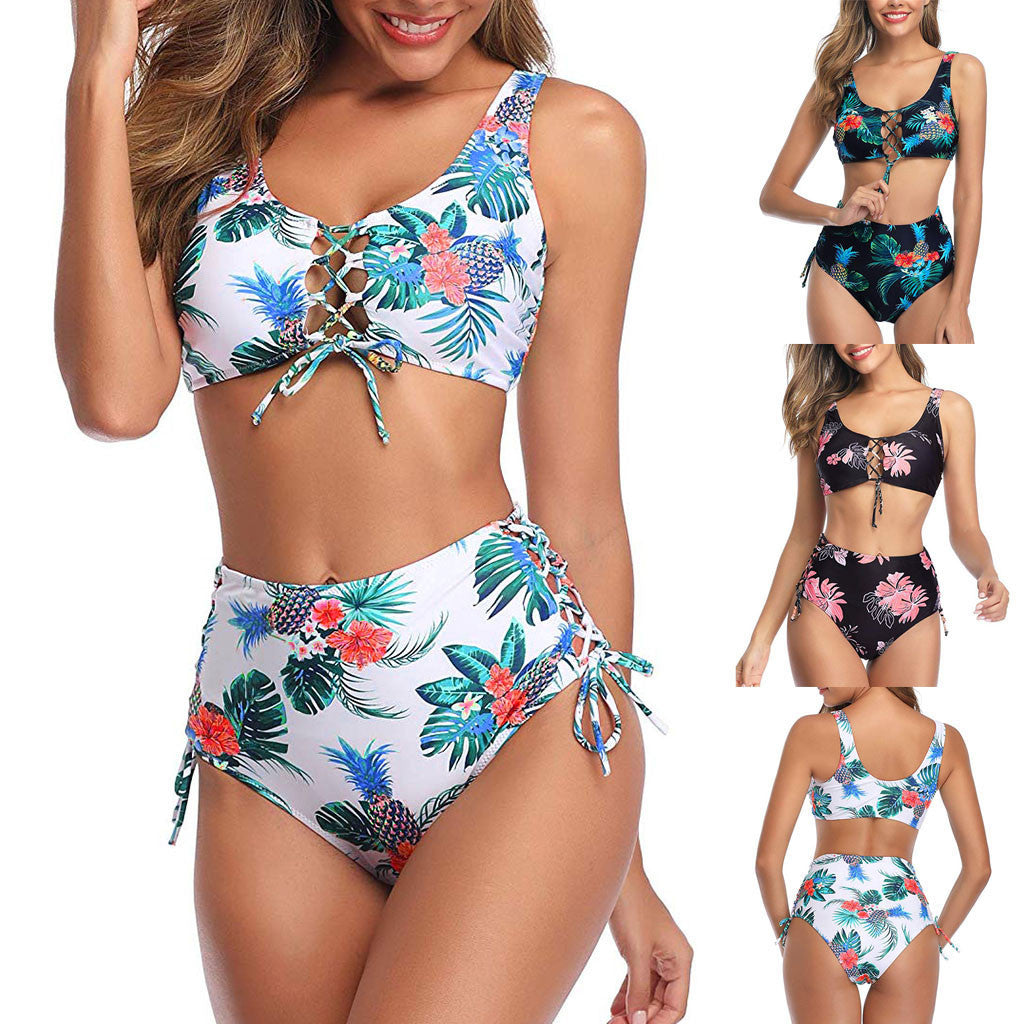 Conjunto de Bikini de Cintura Alta Transfronterizo 2020