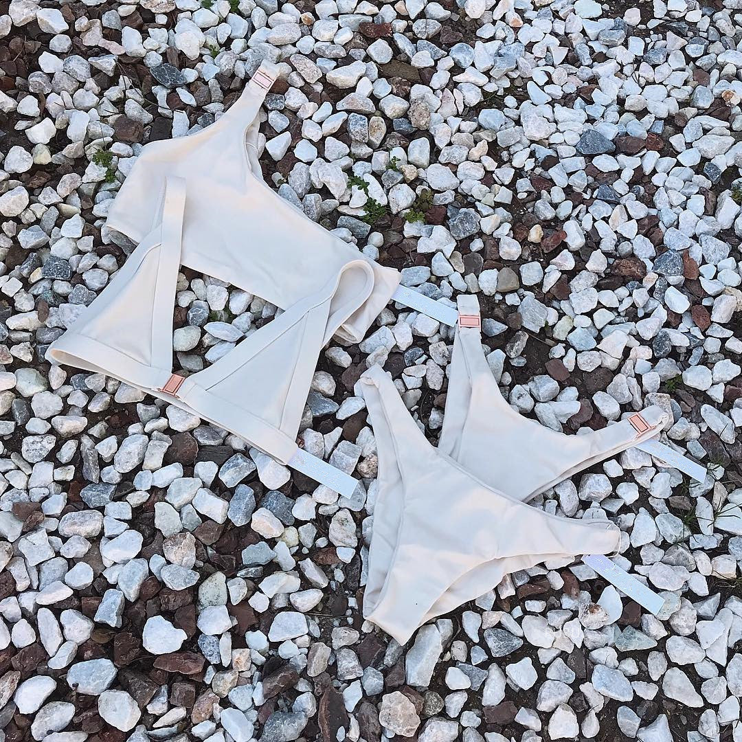 2019 Women's One-Shoulder Solid Color Bikini Swimsuit