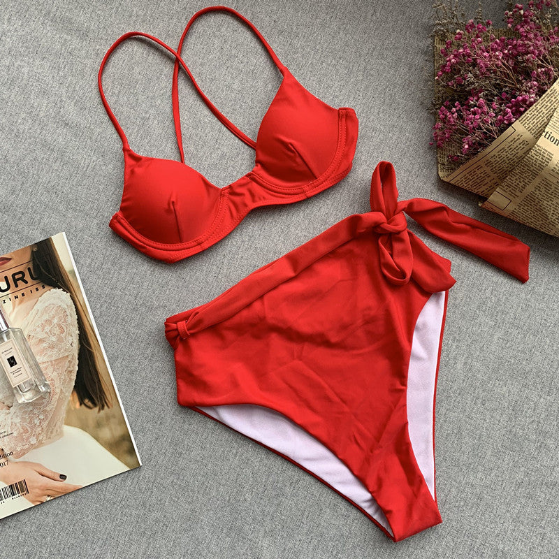 Nuevo bikini de talle alto con estampado de leopardo para mujer.