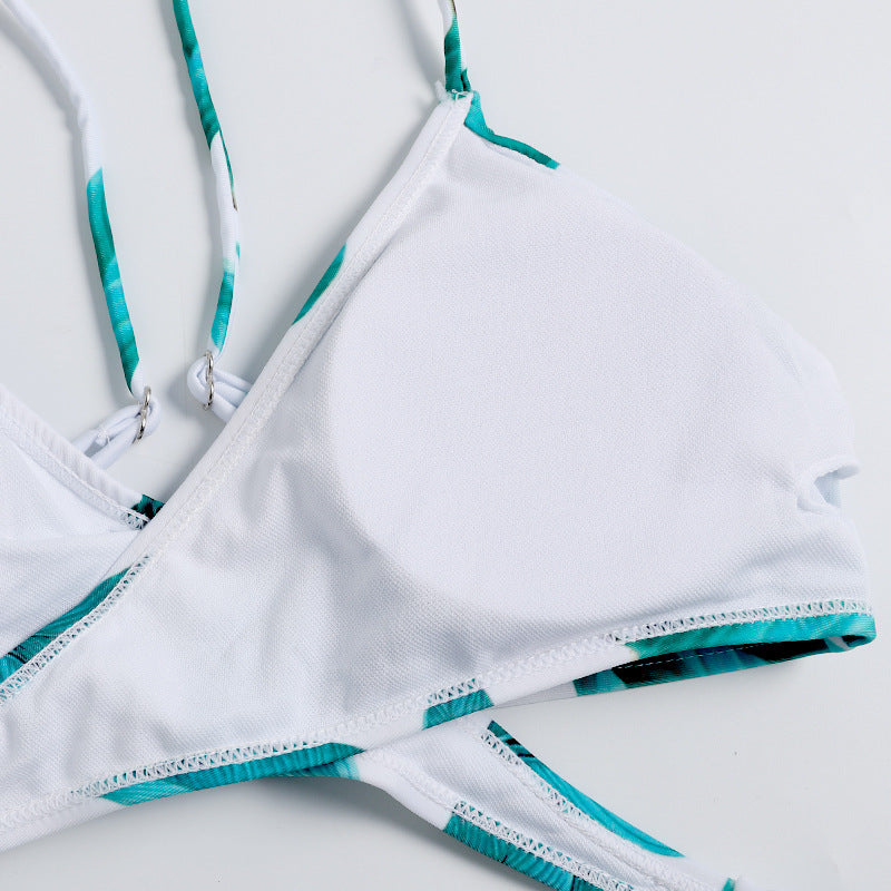 Bikini Cruzado con Estampado de Hojas para Mujer (Nuevo Estilo)