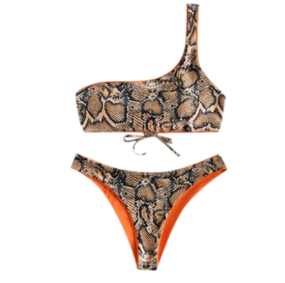 Traje de baño asimétrico con estampado de serpiente