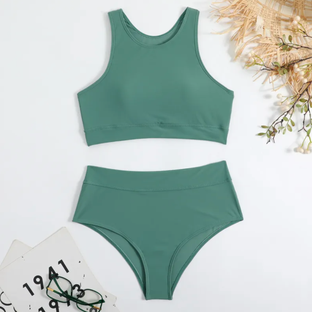 Traje de Baño de Nylon Estampado con Cinturón