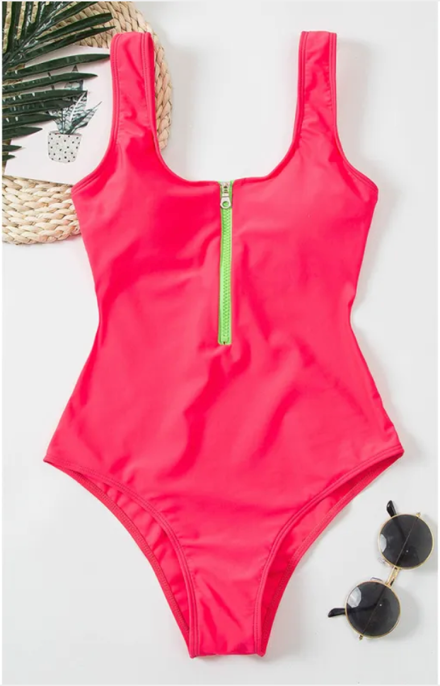 Traje de Baño Estampado de Una Pieza con Cremallera
