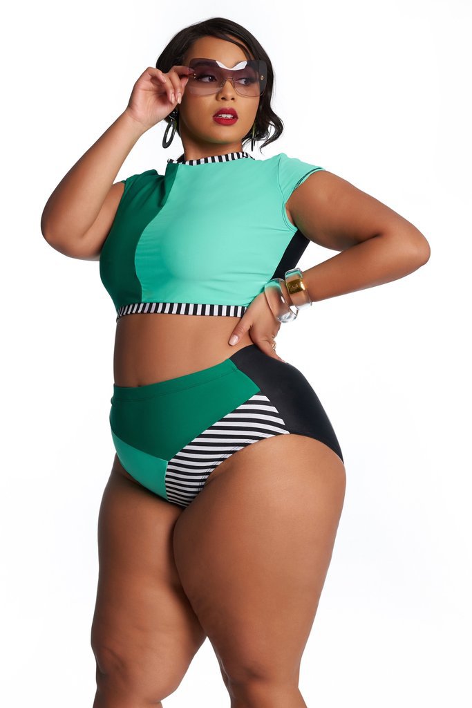 Traje de baño bikini de talle alto para mujer de tallas grandes