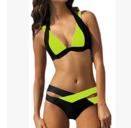 Traje de baño bikini para mujer con bloques de color - Estilo sexy