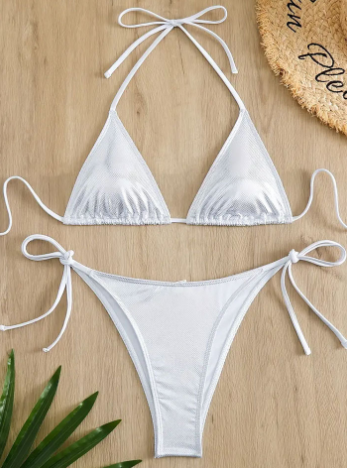 Conjunto de bikini floral de encaje con tirantes sexys