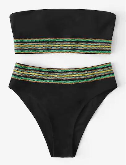 Bikini Sin Tirantes de Color Sólido para Mujer