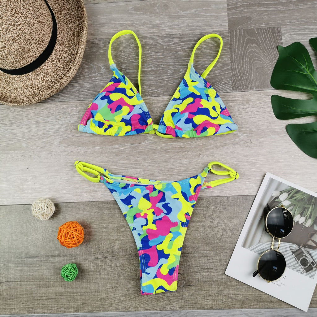 Nuevo bikini triangular para mujer 2020 con estampados coloridos
