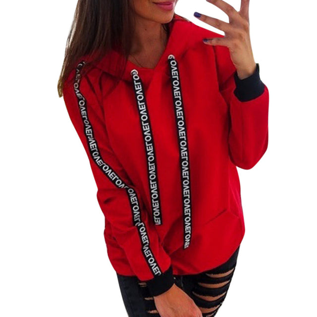 Sudadera con capucha extragrande para mujer con lazo de letras, talla grande (18+)