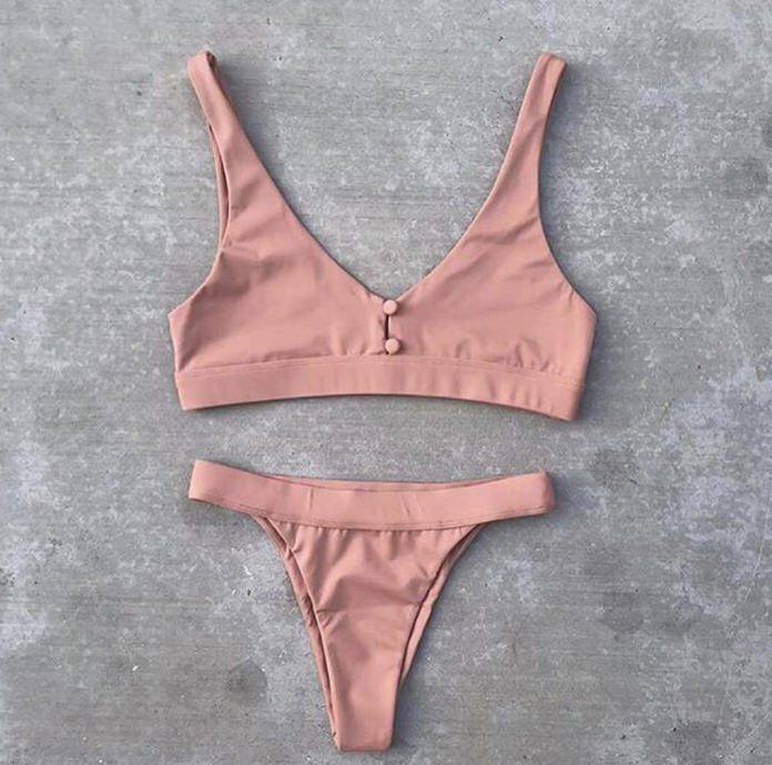 Conjunto de Bikini para Mujer de Cintura Baja y Color Sólido Sexy