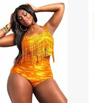 Bikini de Talle Alto con Flecos en Tallas Grandes