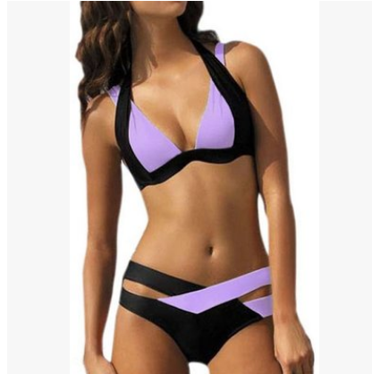 Traje de baño bikini para mujer con bloques de color - Estilo sexy