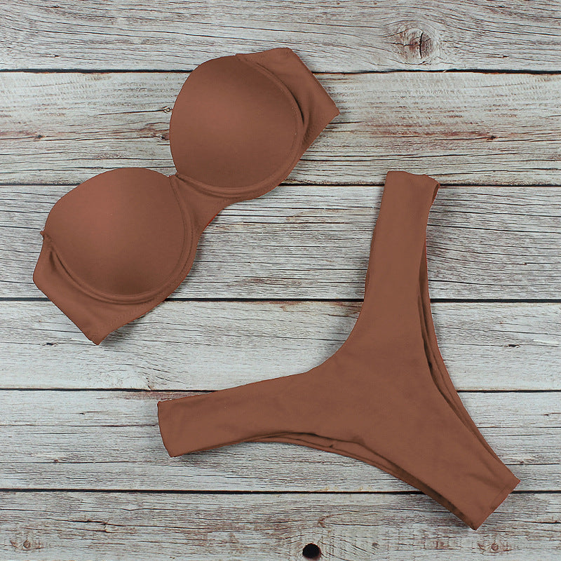 Bikini Bandeau con Estampado de Leopardo - Set de Dos Piezas Sexy
