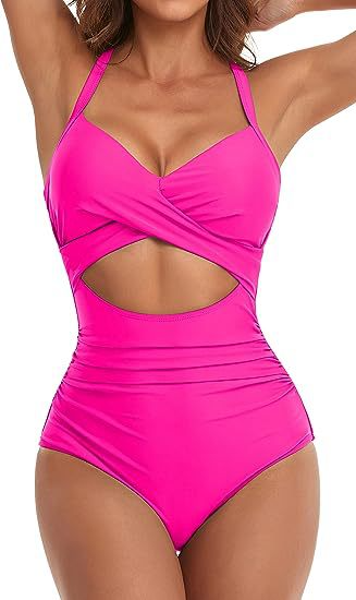 Traje de baño de una pieza con espalda cruzada
