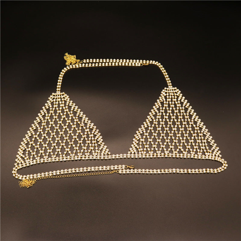 Conjunto de Bikini con Cadena de Cuerpo y Estrás Exagerado
