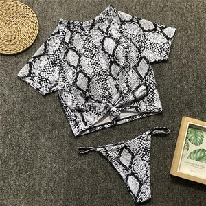 Conjunto de Bikini Anudado Tendencia 2018 con Mangas Medias