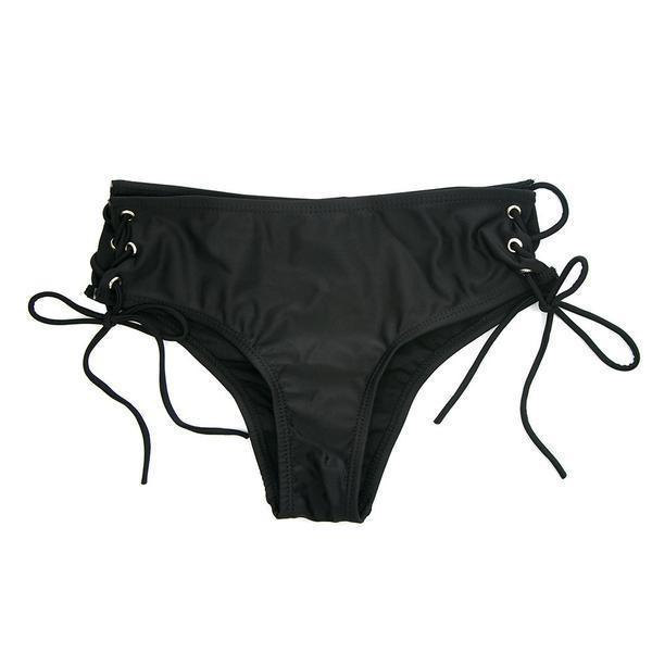 Conjunto de bikini negro sexy de tirantes y alta elasticidad.
