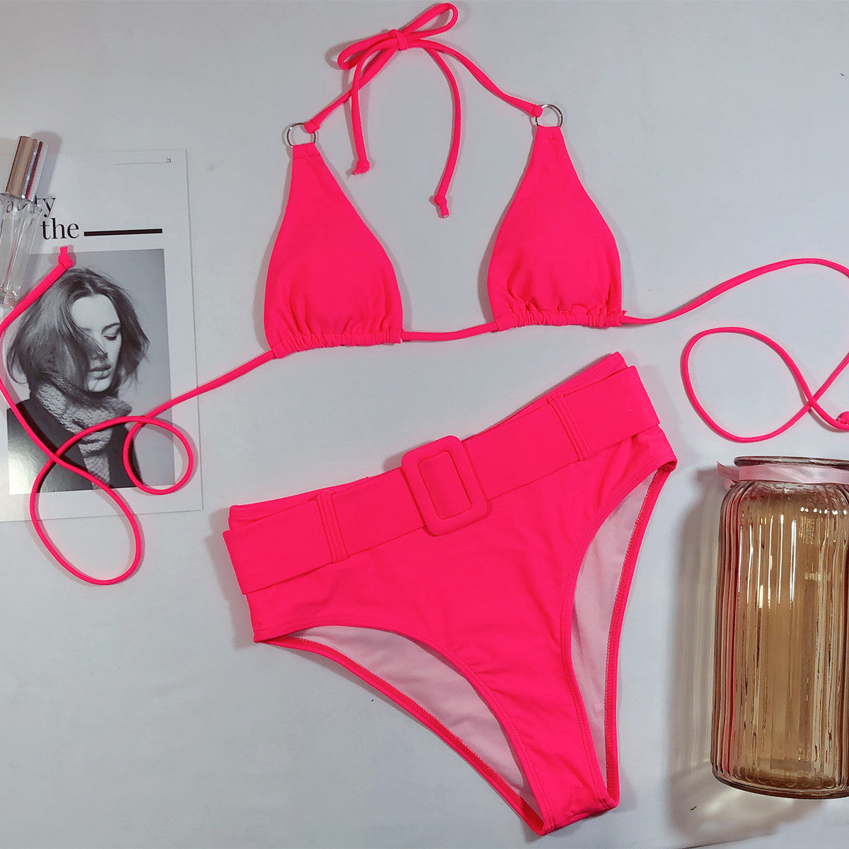 Conjunto de Bikini Estampado de Cintura Alta para Mujeres 2020